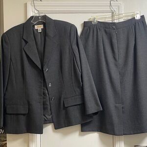 Talbots Charcoal Blazer and Skirt Set